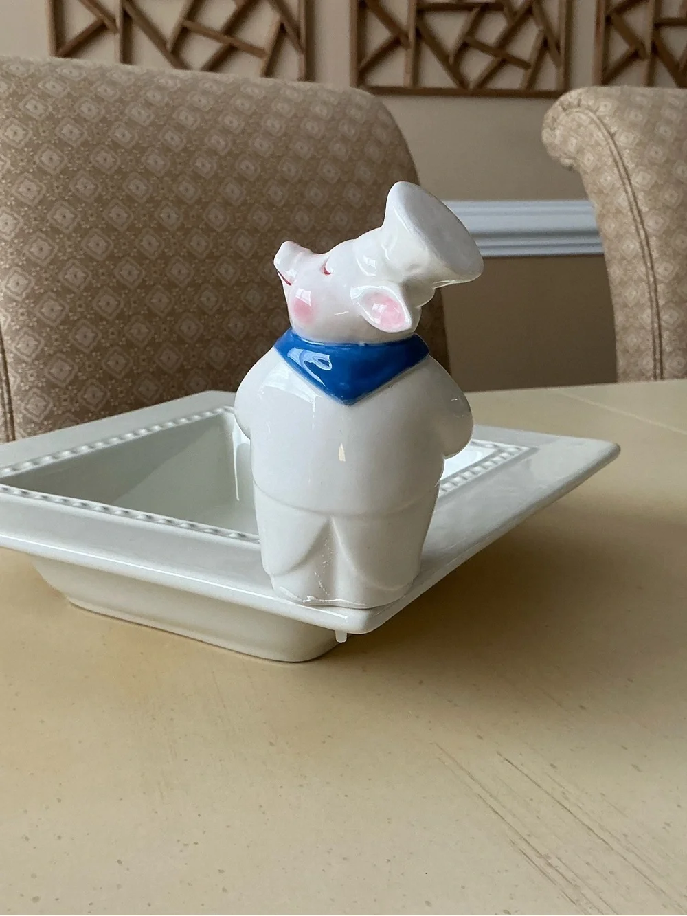 Piggy Chef With Basket of Vegetables Platter Decoration 🥕 🥬